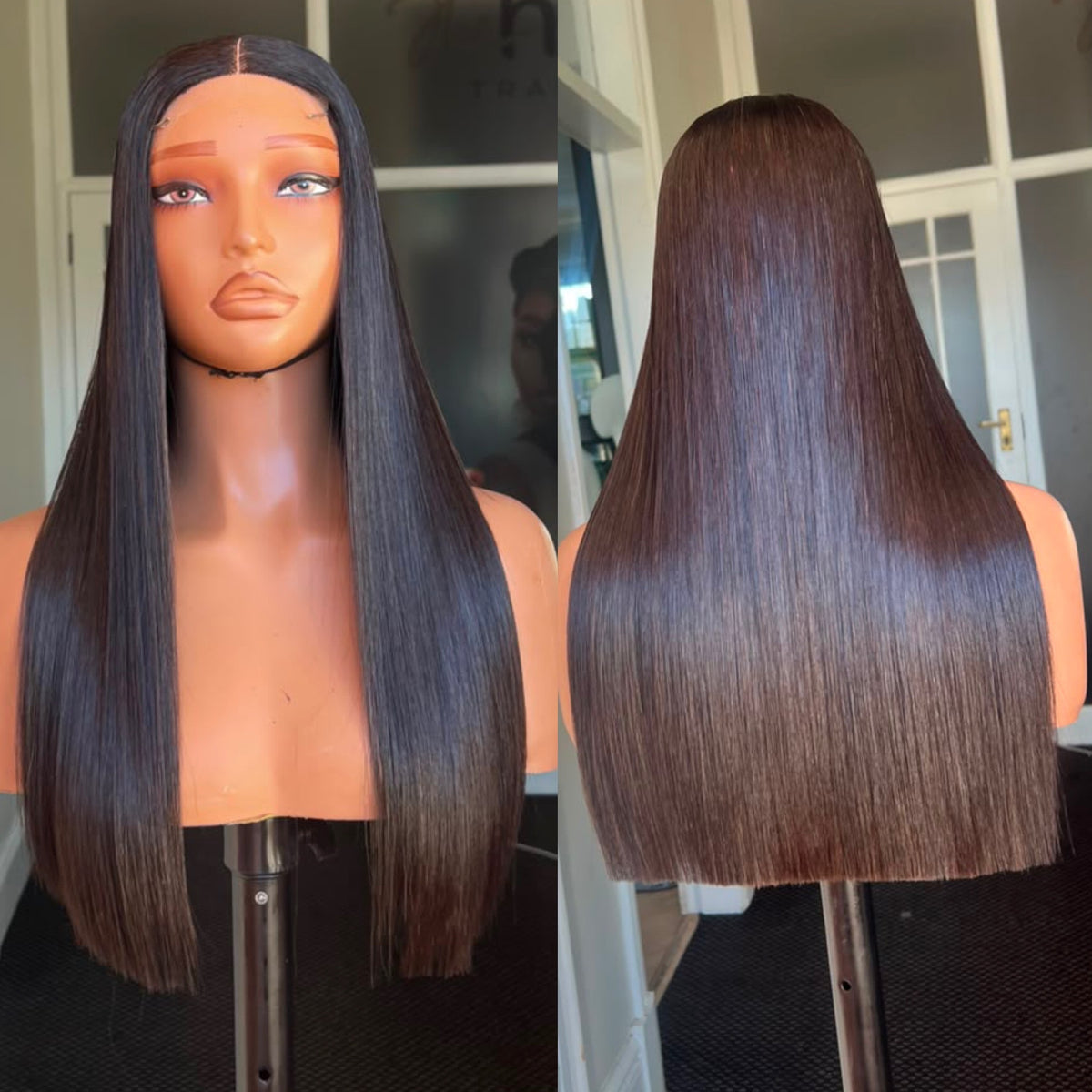 8”–18” Virgin Vietnamese SDD Bone Straight Bob Wig (Natural Black)