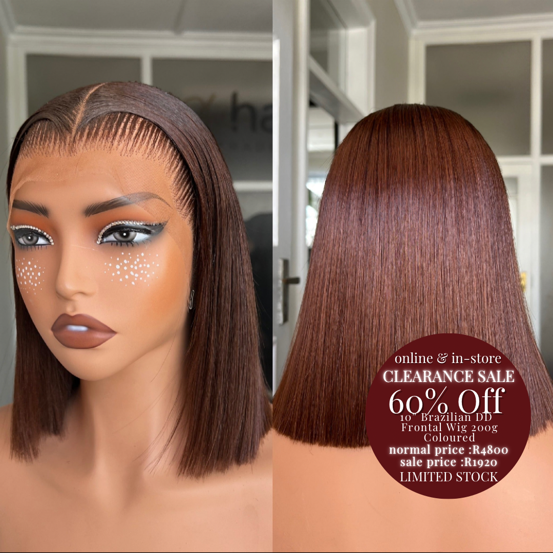 CLEARANCE SALE 10” Brazilian Frontal Double Drawn Wig 200g Coloured