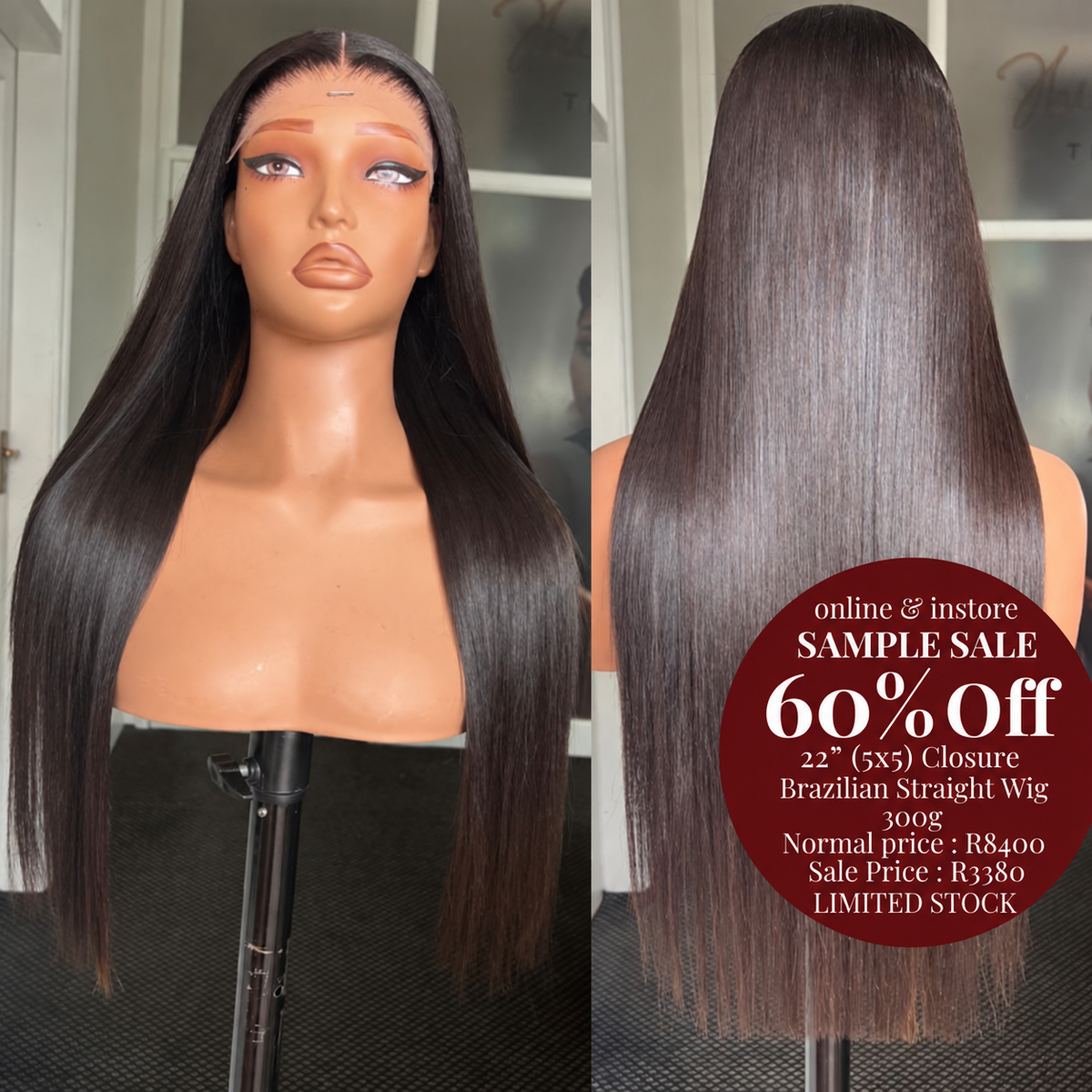 SAMPLE SALE 22” (5x5) Brazilian Closure Wig 300g