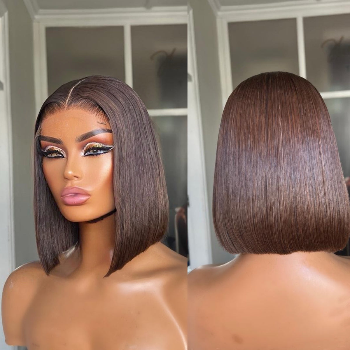 8”–18” Virgin Vietnamese SDD Bone Straight Bob Wig (Coloured)
