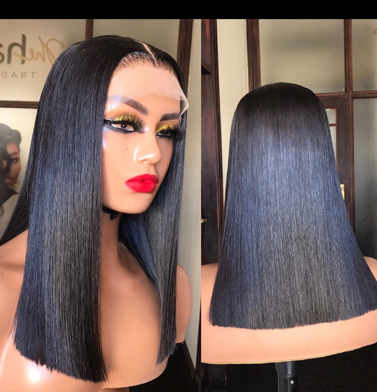 8”–18” Virgin Vietnamese SDD Bone Straight Bob Wig (Natural Black)