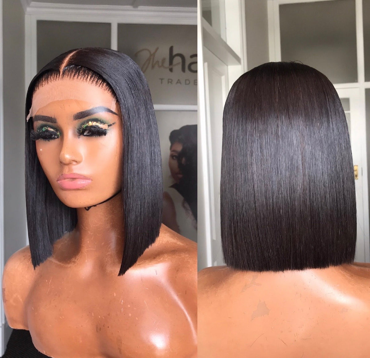 8”–18” Virgin Vietnamese SDD Bone Straight Bob Wig (Natural Black)
