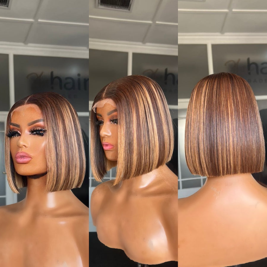 8”–18” Virgin Vietnamese SDD Bone Straight Bob Wig (Coloured) - 8”