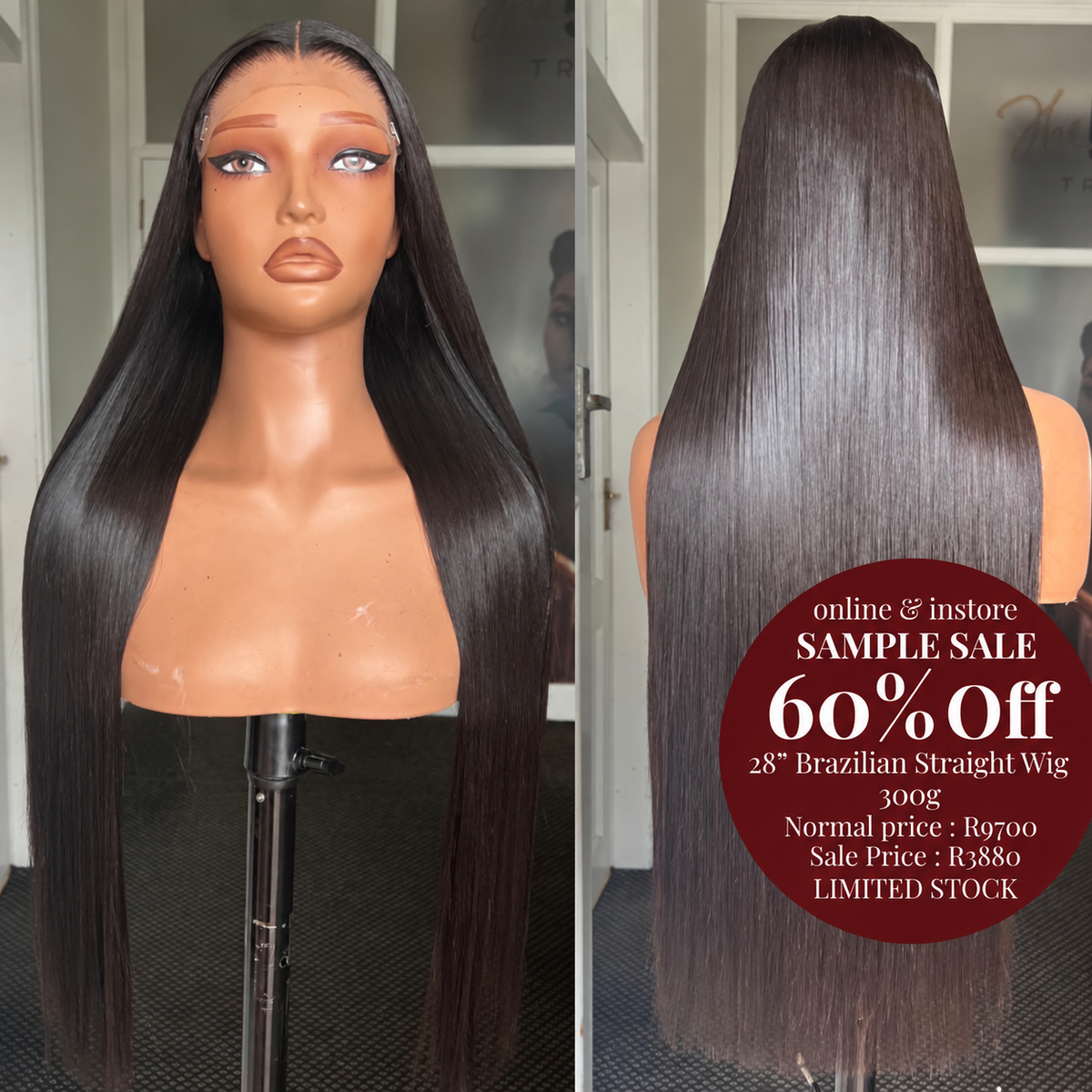 SAMPLE SALE 30” (5x5) Brazilian Closure Wig 300g