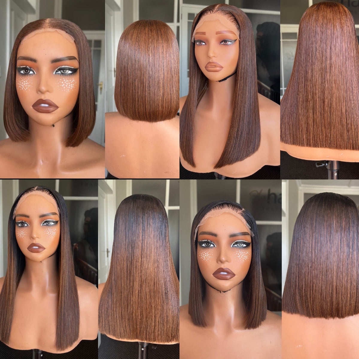 BEST SELLER 8” - 14” Vietnamese SDD Bone Straight Bob Wig 250g