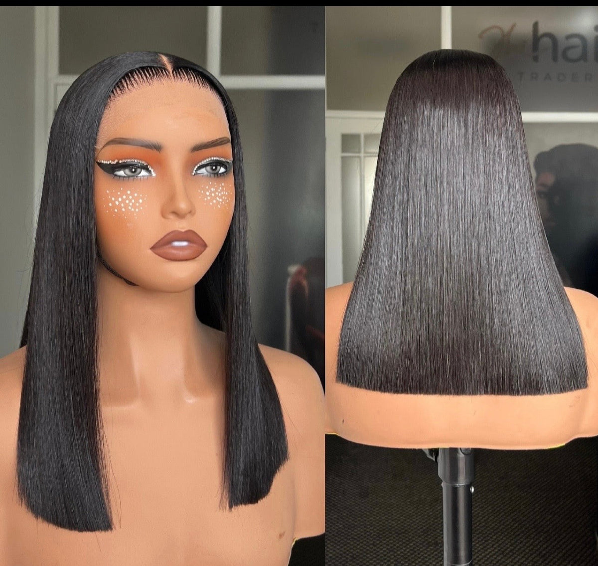 8”–18” Virgin Vietnamese SDD Bone Straight Bob Wig (Natural Black)