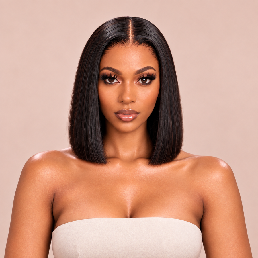 8”–18” Virgin Vietnamese SDD Bone Straight Bob Wig (Natural Black)